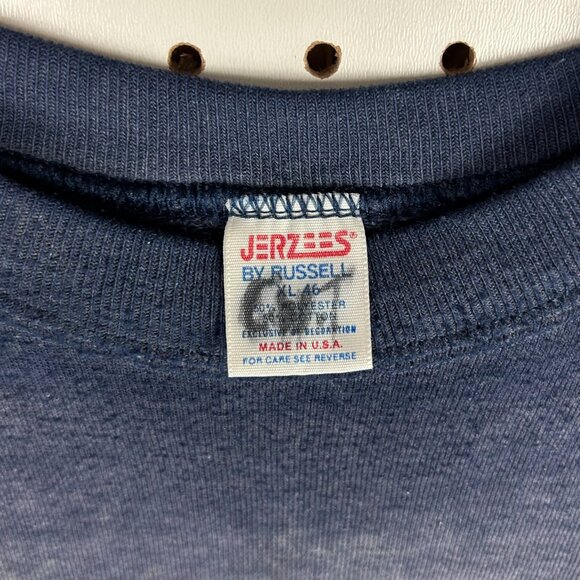 Jerzees by Russell Crewneck Large Short Sleeve 90s Weave Sweatshirt Faded Worn - Picture 5 of 6